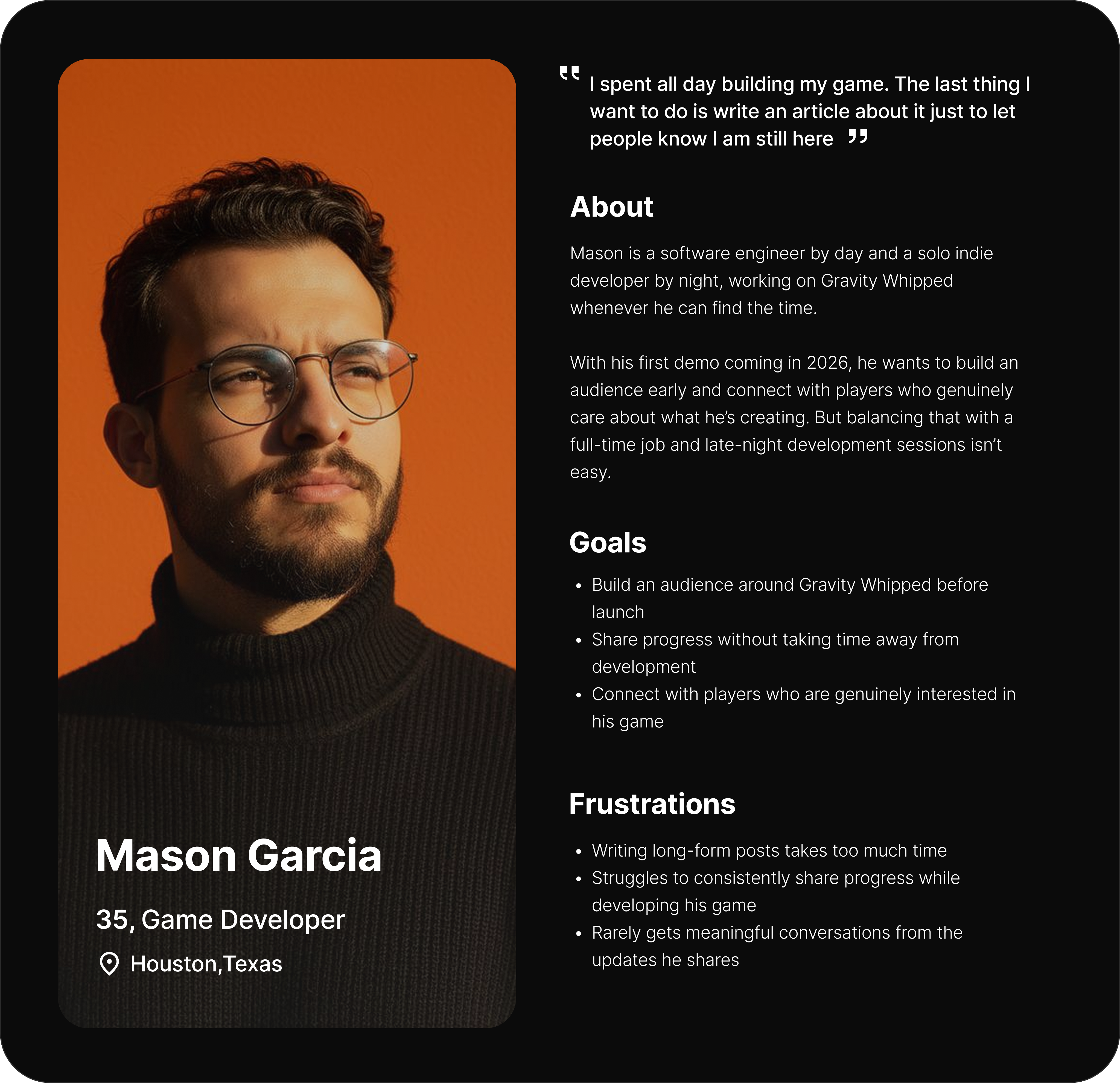 Mason Garcia persona card