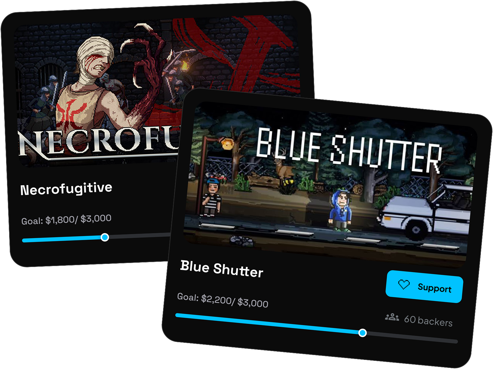 Game funding progress cards