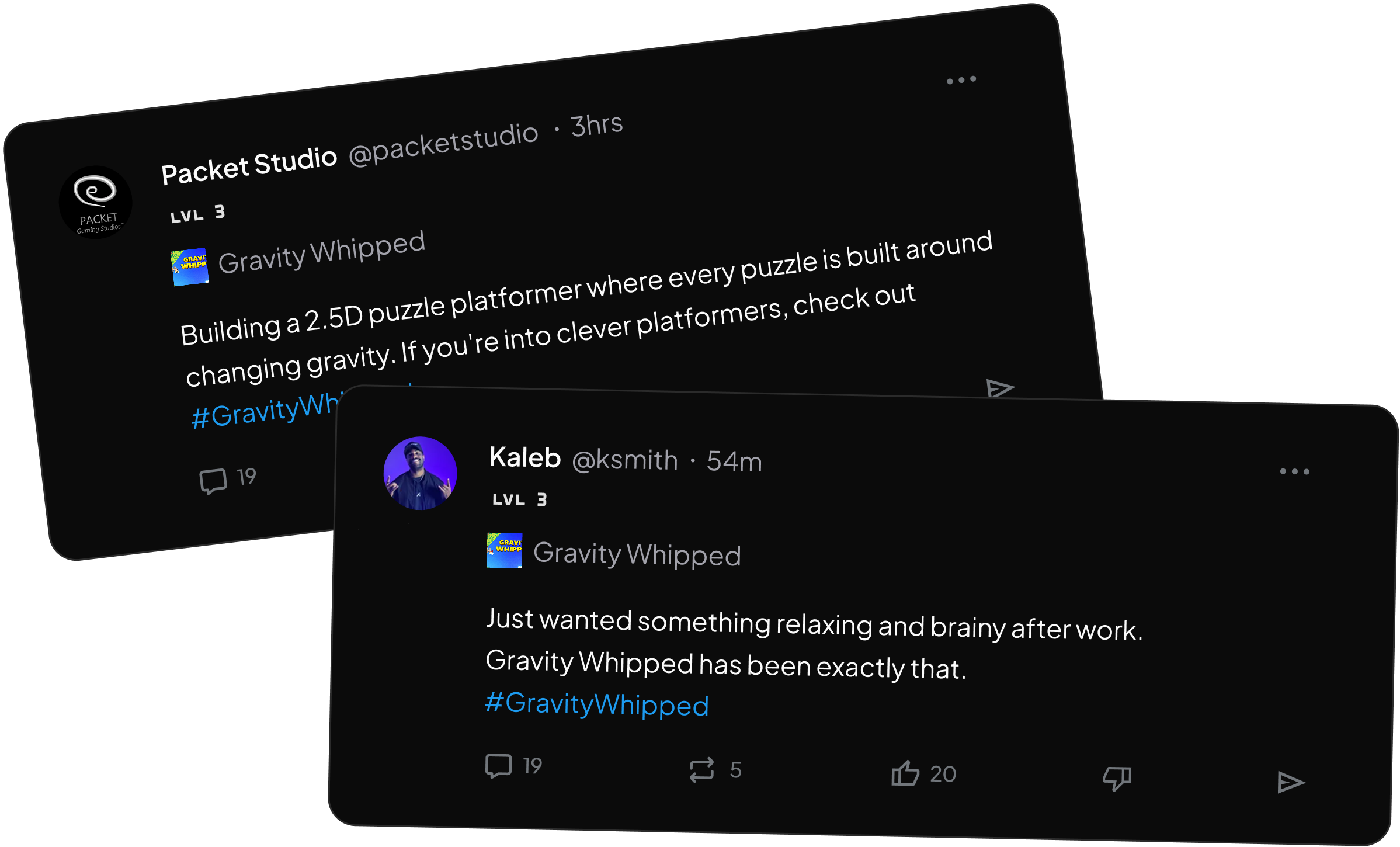 Packet Studio post about Gravity Whipped